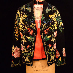 BIYA BLACK VELVET HEAVILY EMBROIDERED BLAZER